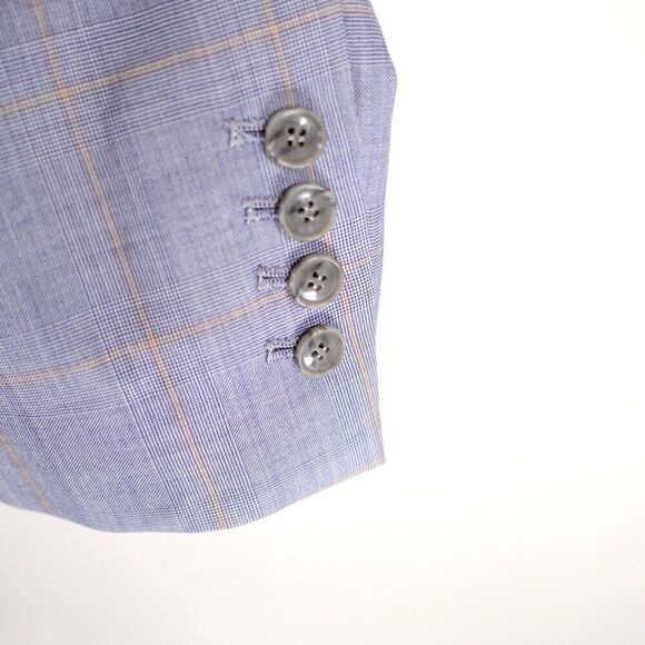 Vitale‎ Barberis Canonico Super 140s Blue Plaid 2 Piece Vest + Suit Jacket 42L - Picture 4 of 15